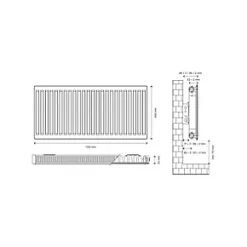 Flomasta Type 11 Single-Panel Single Convector Radiator 600 x 1100mm White 3568BTU -Central Heating Radiators shop 204XP A4