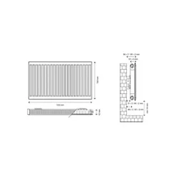 Flomasta Type 11 Single-Panel Single Convector Radiator 700 x 1100mm White 4070BTU -Central Heating Radiators shop 251XP A4