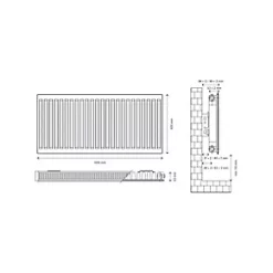 Flomasta Type 11 Single-Panel Single Convector Radiator 600 x 1000mm White 3244BTU -Central Heating Radiators shop 285XP A4