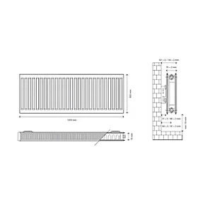 Flomasta Type 21 Double-Panel Plus Single Convector Radiator 500 x 1200mm White 4705BTU 5 Flomasta Type 21 Double-Panel Plus Single Convector Radiator 500 x 1200mm White 4705BTU - Image 5