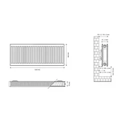 Flomasta Type 21 Double-Panel Plus Single Convector Radiator 400 x 1200mm White 3918BTU -Central Heating Radiators shop 543XP A4