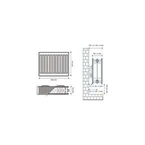 Flomasta Type 22 Double-Panel Double Convector Radiator 300 x 800mm White 2584BTU 5 Flomasta Type 22 Double-Panel Double Convector Radiator 300 x 800mm White 2584BTU - Image 5