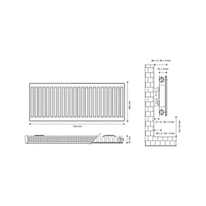 Flomasta Type 11 Single-Panel Single Convector Radiator 400 x 1100mm White 2513BTU 5 Flomasta Type 11 Single-Panel Single Convector Radiator 400 x 1100mm White 2513BTU - Image 5