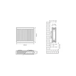 Flomasta Type 21 Double-Panel Plus Single Convector Radiator 400 x 800mm White 2612BTU -Central Heating Radiators shop 727XP A4