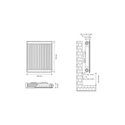 Flomasta Type 11 Single-Panel Single Convector Radiator 700 x 800mm White 2960BTU -Central Heating Radiators shop 730XP A4