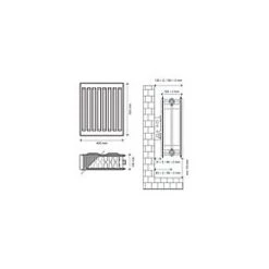 Flomasta Type 22 Double-Panel Double Convector Radiator 500 x 400mm White 2009BTU -Central Heating Radiators shop 752XP A4