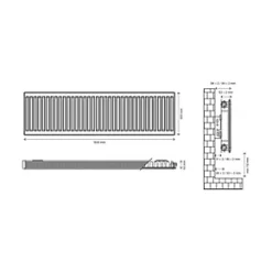 Flomasta Type 11 Single-Panel Single Convector Radiator 500 x 1600mm White 4436BTU -Central Heating Radiators shop 999XP A4